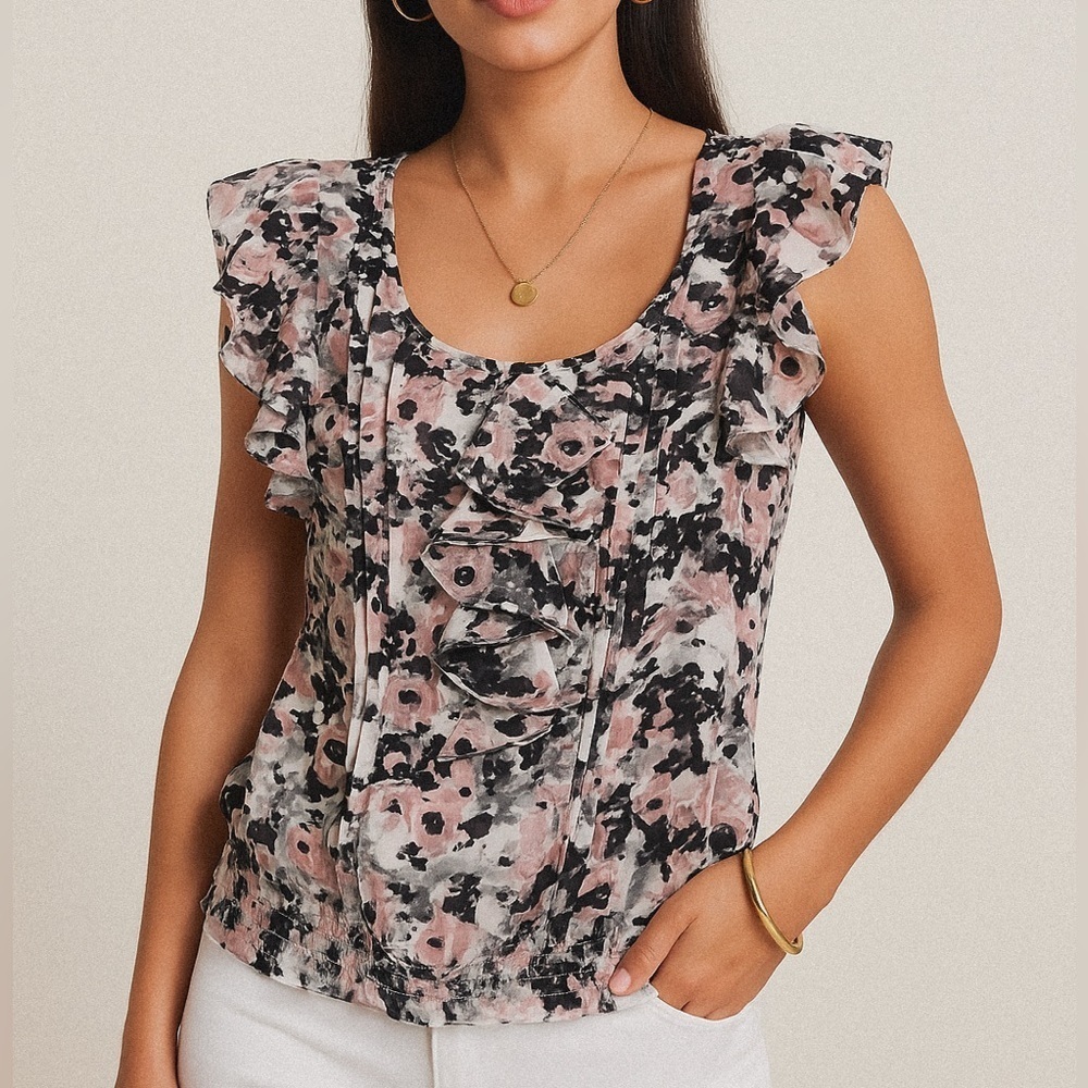 Express flowy chiffon ruffle/ bubble top ❤️